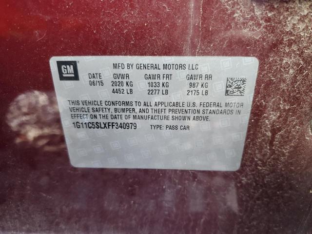 1G11C5SLXFF340979 - 2015 CHEVROLET MALIBU 1LT RED photo 12