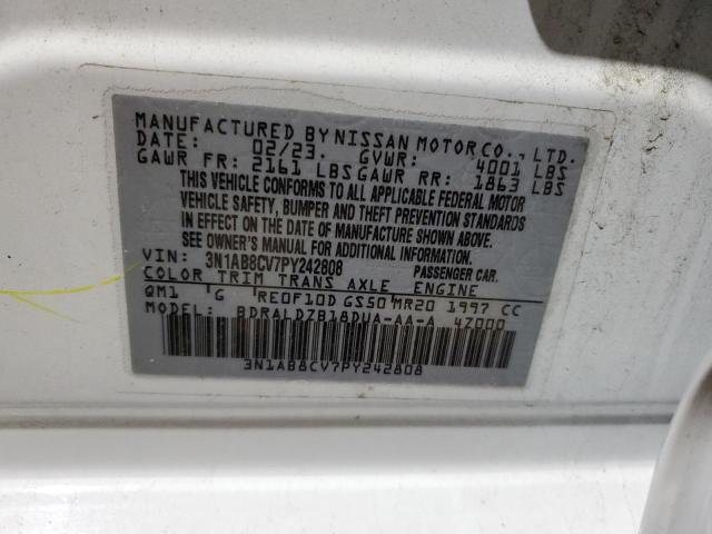 3N1AB8CV7PY242808 - 2023 NISSAN SENTRA SV WHITE photo 13