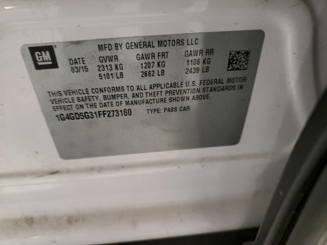 1G4GD5G31FF273160 - 2015 BUICK LACROSSE PREMIUM WHITE photo 12
