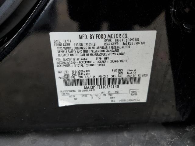 MAJ3P1TE1JC174140 - 2018 FORD ECOSPORT SE შავი ფოტო 13