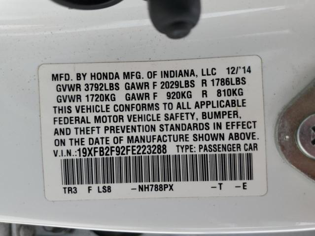 19XFB2F92FE223288 - 2015 HONDA CIVIC EXL 白色 照片 13