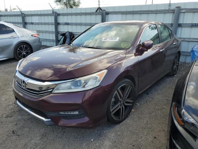 1HGCR2F82GA126281 - 2016 HONDA ACCORD EXL MAROON photo 1