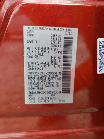 5N1AR2MNXDC609169 - 2013 NISSAN PATHFINDER S BURGUNDY photo 13