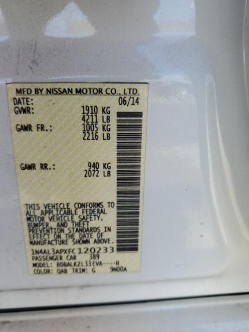 1N4AL3APXFC120233 - 2015 NISSAN ALTIMA 2.5 WHITE photo 12