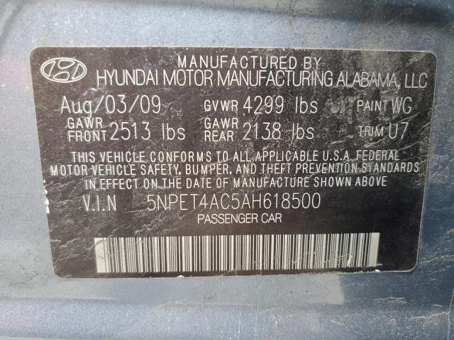 5NPET4AC5AH618500 - 2010 HYUNDAI SONATA GLS BLUE photo 13