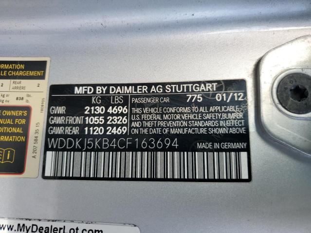 WDDKJ5KB4CF163694 - 2012 MERCEDES-BENZ E 350 SILVER photo 12