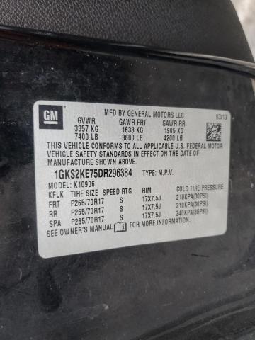 1GKS2KE75DR296384 - 2013 GMC YUKON XL K1500 SLT BLACK photo 12