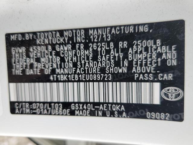 4T1BK1EB1EU089723 - 2014 TOYOTA AVALON BASE 白色 照片 12