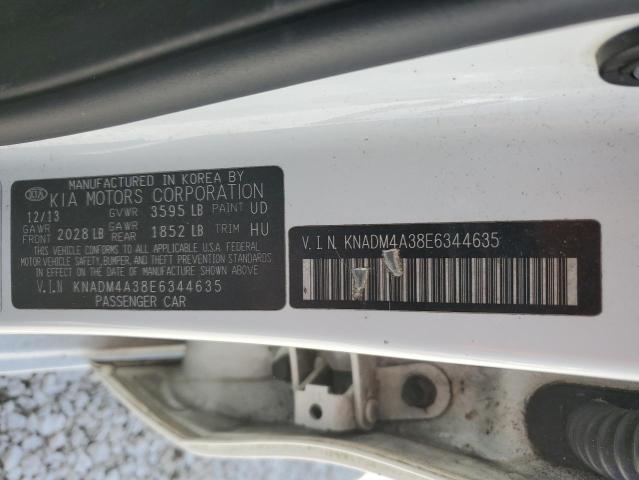 KNADM4A38E6344635 - 2014 KIA RIO LX WHITE photo 13