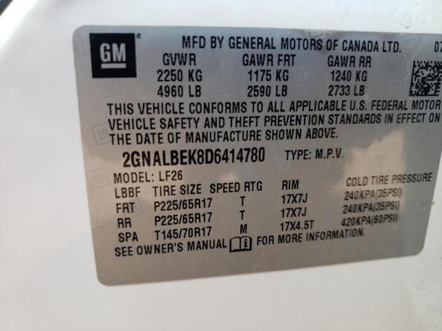 2GNALBEK8D6414780 - 2013 CHEVROLET EQUINOX LS WHITE photo 12