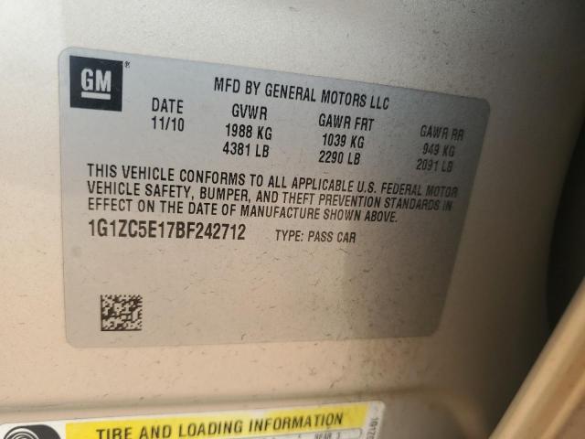 1G1ZC5E17BF242712 - 2011 CHEVROLET MALIBU 1LT BEIGE photo 13