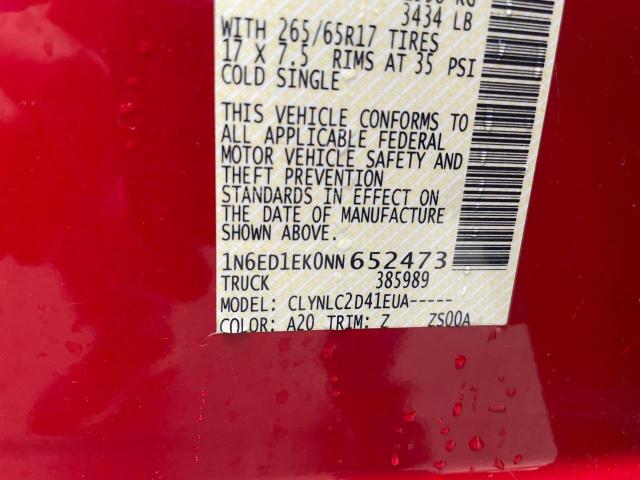 1N6ED1EK0NN652473 - 2022 NISSAN FRONTIER S RED photo 10