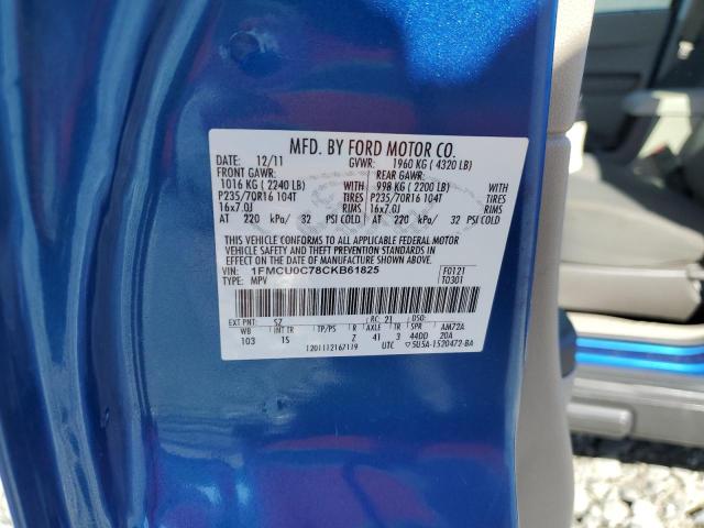 1FMCU0C78CKB61825 - 2012 FORD ESCAPE XLS BLUE photo 13