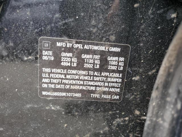 W04GS6SS9K1073465 - 2019 BUICK REGAL GS BLACK photo 12