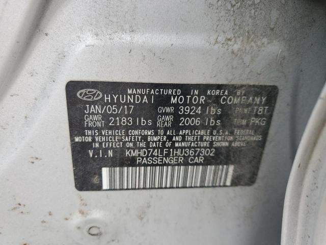 KMHD74LF1HU367302 - 2017 HYUNDAI ELANTRA SE GRAY photo 12