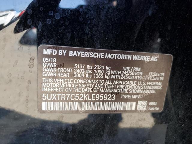 5UXTR7C52KLE95923 - 2019 BMW X3 SDRIVE30I BLACK photo 13