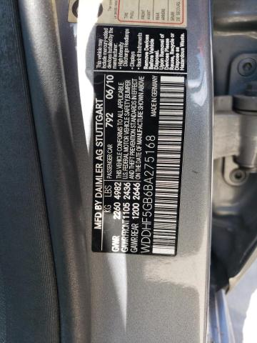 WDDHF5GB6BA275168 - 2011 MERCEDES-BENZ E 350 GRAY photo 12