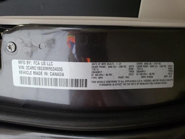 2C4RC1BGXMR534035 - 2021 CHRYSLER PACIFICA TOURING L رمادي صورة 13