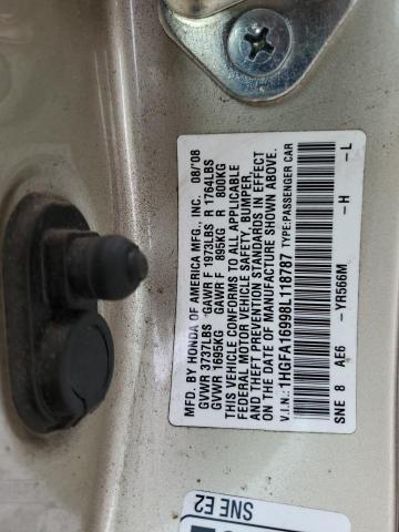 1HGFA16998L118787 - 2008 HONDA CIVIC EXL Qızıl foto 12