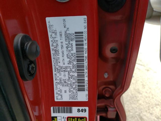 3TMJU4GN7FM192332 - 2015 TOYOTA TACOMA DOUBLE CAB PRERUNNER RED photo 12