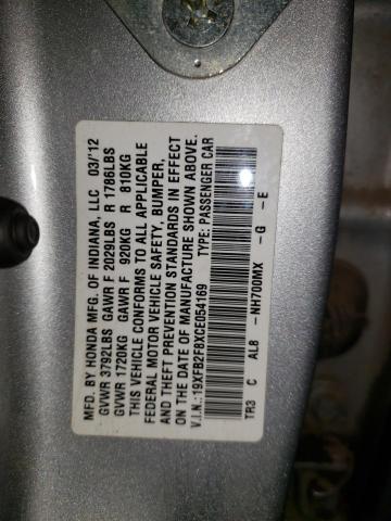 19XFB2F8XCE054169 - 2012 HONDA CIVIC EX SILVER photo 12