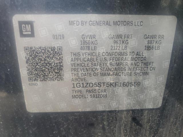 1G1ZD5ST5KF160559 - 2019 CHEVROLET MALIBU LT GRAY photo 12