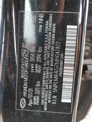 5NPLM4AG7MH047877 - 2021 HYUNDAI ELANTRA SEL BLACK photo 12