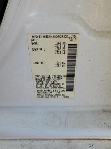 1N4BL4CV8LC135220 - 2020 NISSAN ALTIMA SR WHITE photo 13