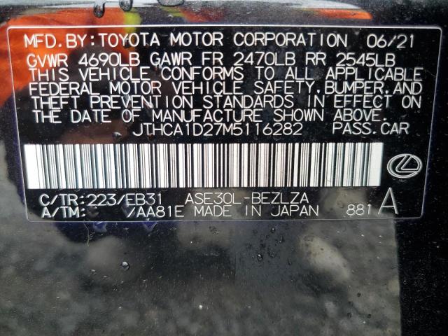 JTHCA1D27M5116282 - 2021 LEXUS IS 300 BLACK photo 12