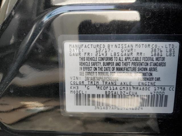 3N1AB7AP6JY246824 - 2018 NISSAN SENTRA S BLACK photo 12