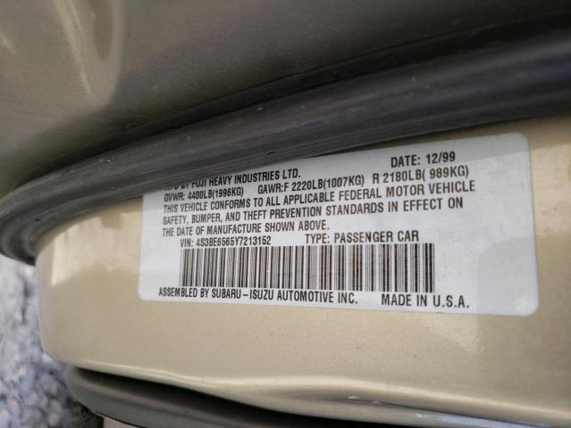 4S3BE6565Y7213152 - 2000 SUBARU LEGACY GT LIMITED BEIGE photo 12