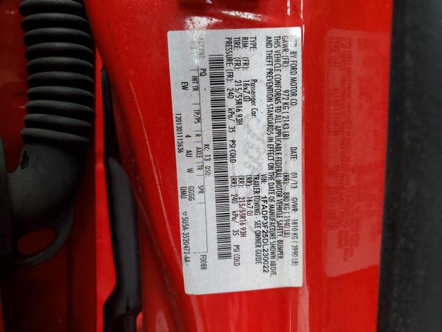 1FADP3F25DL230022 - 2013 FORD FOCUS SE RED photo 12