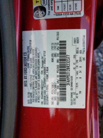 3FAHP02128R232377 - 2008 FORD FUSION SEL RED photo 12