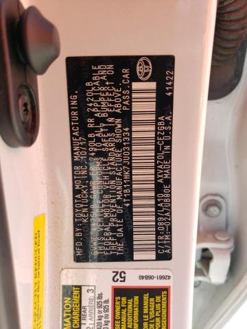 4T1B11HK7JU031334 - 2018 TOYOTA CAMRY L WHITE photo 12