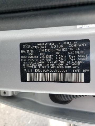 KM8J2CA45JU768502 - 2018 HYUNDAI TUCSON SE SILVER photo 13