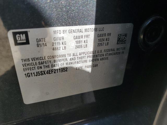 1G11J5SX4EF211952 - 2014 CHEVROLET MALIBU LTZ ნაცრისფერი ფოტო 12