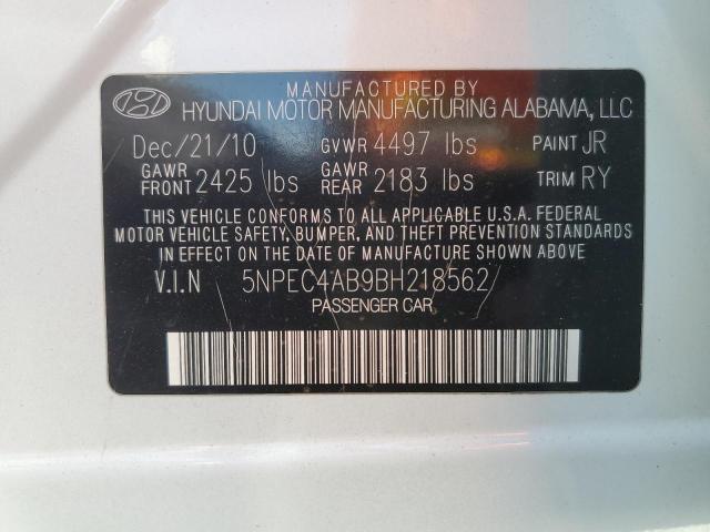 5NPEC4AB9BH218562 - 2011 HYUNDAI SONATA SE WHITE photo 12