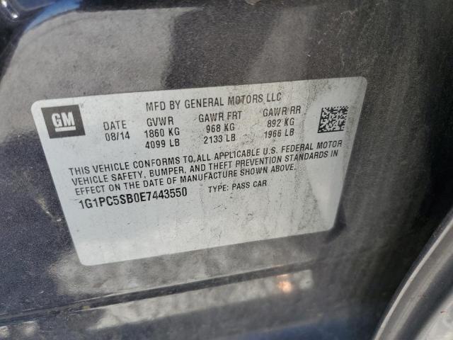 1G1PC5SB0E7443550 - 2014 CHEVROLET CRUZE LT CHARCOAL photo 12