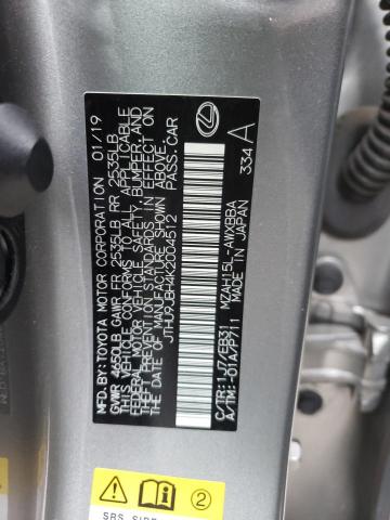 JTHU9JBH4K2004512 - 2019 LEXUS UX 250H SILVER photo 12