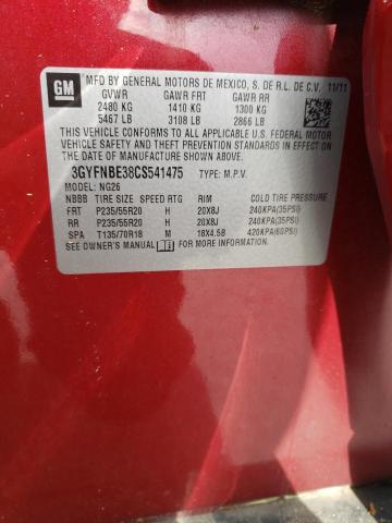 3GYFNBE38CS541475 - 2012 CADILLAC SRX PERFORMANCE COLLECTION 红色 照片 12