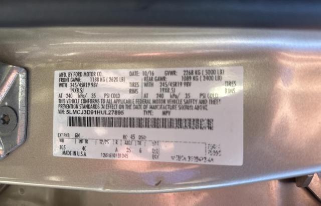 5LMCJ3D91HUL27895 - 2017 LINCOLN MKC RESERVE ოქროსფერი ფოტო 10