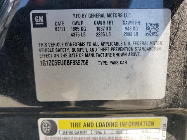 1G1ZC5EU0BF335758 - 2011 CHEVROLET MALIBU 1LT BLACK photo 12