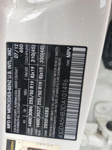 4JGDA5HB3DA101496 - 2013 MERCEDES-BENZ ML 350 4MATIC WHITE photo 13