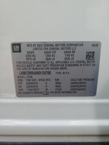 LRBFZNR49ND139786 - 2022 BUICK ENVISION ESSENCE WHITE photo 13