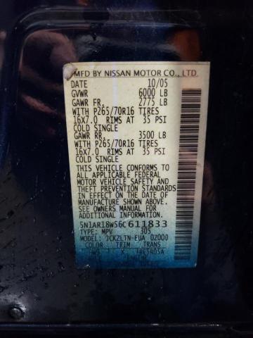 5N1AR18W56C611833 - 2006 NISSAN PATHFINDER LE 蓝色 照片 13