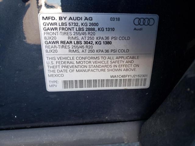WA1C4BFY1J2152301 - 2018 AUDI SQ5 PRESTIGE BLUE photo 13