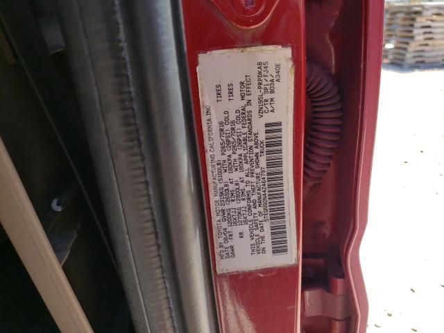 5TEGN92N44Z464797 - 2004 TOYOTA TACOMA DOUBLE CAB PRERUNNER RED photo 12