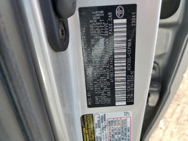 4T1BE32K14U364111 - 2004 TOYOTA CAMRY LE SILVER photo 12