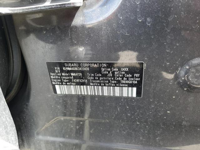 4S4WMAAD8K3423430 - 2019 SUBARU ASCENT GRAY photo 13