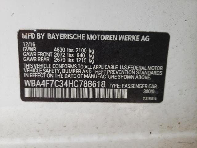 WBA4F7C34HG788618 - 2017 BMW 430I GRAN COUPE WHITE photo 12